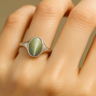 Luxury Heritage Sterling Silver Cat's Eye Women’s Ring