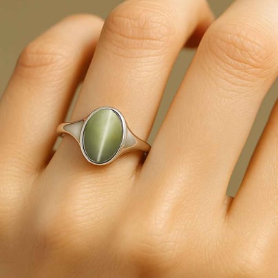 Luxury Heritage Sterling Silver Cat's Eye Women’s Ring