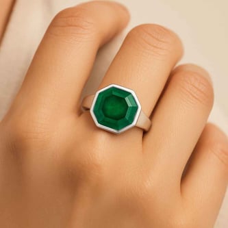 Luxury Heritage Sterling Silver Emerald Women’s Ring