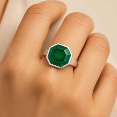 Luxury Heritage Sterling Silver Emerald Women’s Ring