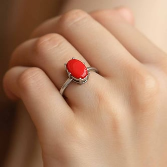 Luxury Heritage Sterling Silver Red Coral Women’s Ring