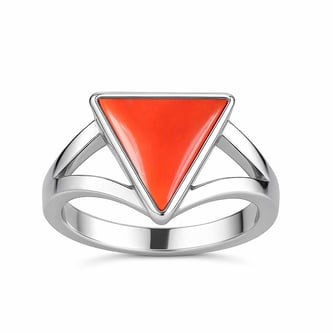 Luxury Heritage Sterling Silver Triangle Red Coral Women’s Ring