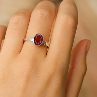 Luxury Hessonite Gomed 925 Sterling Silver Ring for Women