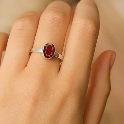 Luxury Hessonite Gomed 925 Sterling Silver Ring for Women