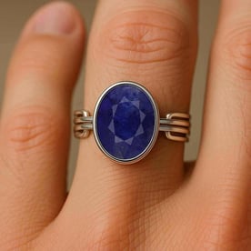Luxury Royal Blue Sapphire Sterling Silver Ring for Female