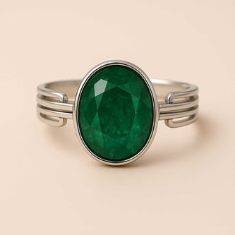 Luxury Royal Emerald Sterling Silver Ring for Female