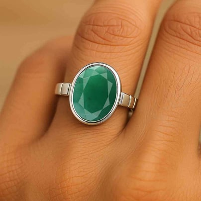 Luxury Royal Emerald Sterling Silver Ring for Male