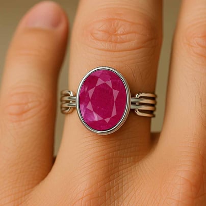 Luxury Royal Ruby Sterling Silver Ring for Female