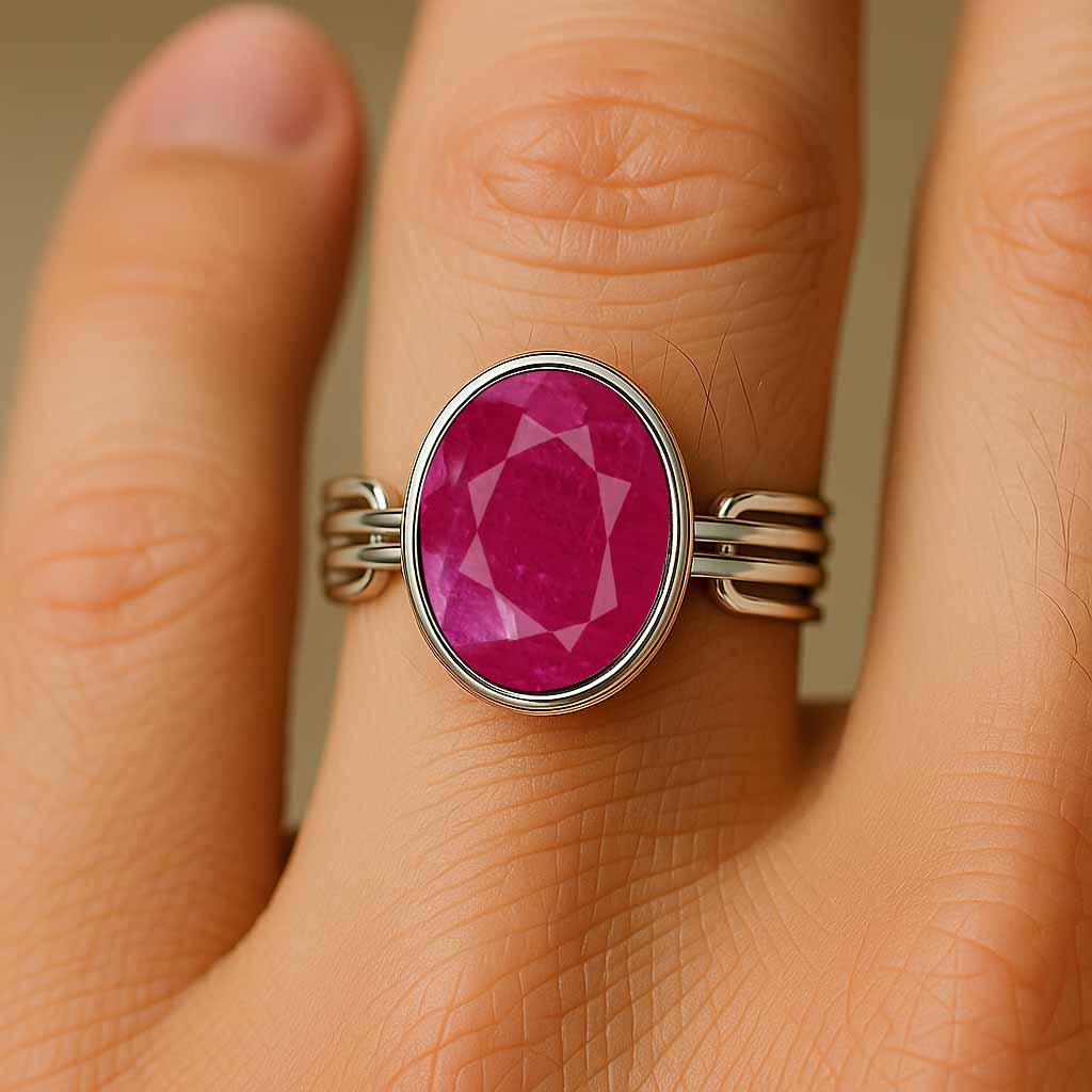 Luxury Royal Ruby Sterling Silver Ring for Female