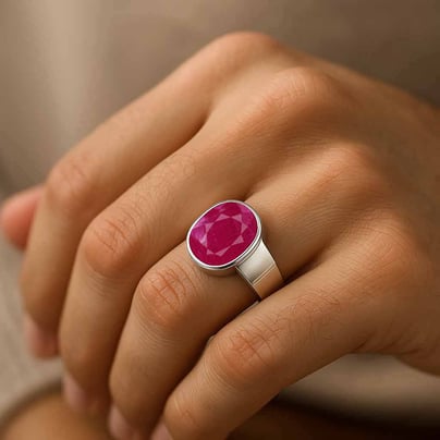 Luxury Royal Ruby Sterling Silver Ring for Male