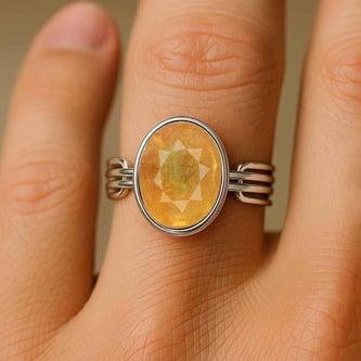 Luxury Royal Yellow Sapphire Sterling Silver Ring for Female