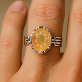 Luxury Royal Yellow Sapphire Sterling Silver Ring for Female