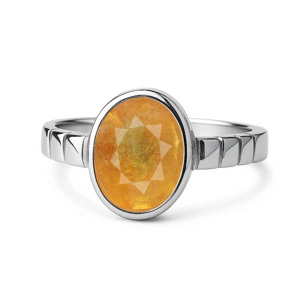 Luxury Royal Yellow Sapphire Sterling Silver Ring for Male