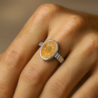 Luxury Royal Yellow Sapphire Sterling Silver Ring for Male