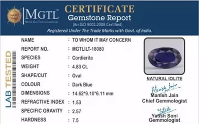 Madagascar Iolite - 4.83 Carat Prime Quality | ILT-18080
