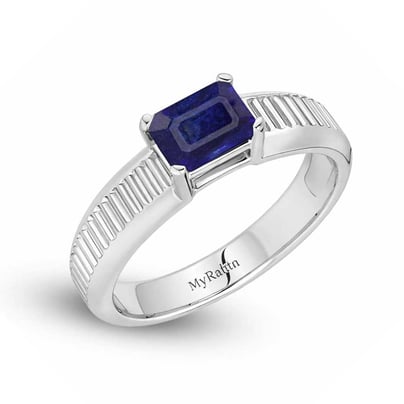 MGA Silver Bend Blue Sapphire Ring For Him