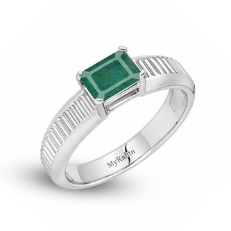 MGA Silver Bend Emerald Ring For Him