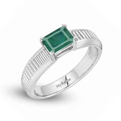 MGA Silver Bend Emerald Ring For Him