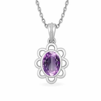 Modern 925 Silver Amethyst (Jamuniya) Pendant