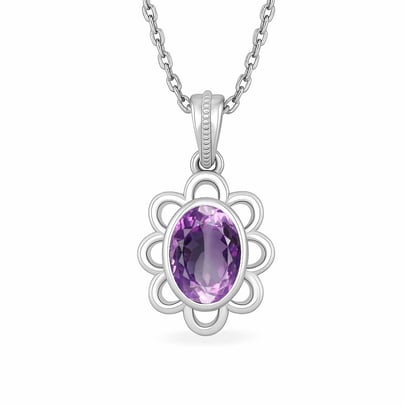 Modern 925 Silver Amethyst (Jamuniya) Pendant