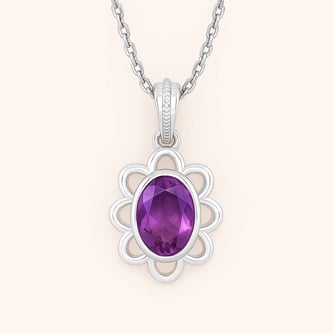 Modern 925 Silver Amethyst (Jamuniya) Pendant
