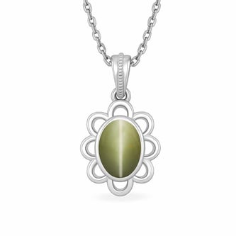 Modern 925 Silver Cat's Eye (Lahsuniya) Pendant