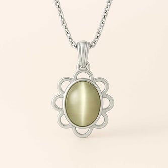 Modern 925 Silver Cat's Eye (Lahsuniya) Pendant