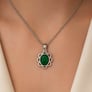 Modern 925 Silver Emerald (Panna) Pendant