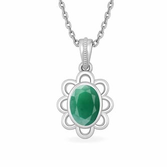 Modern 925 Silver Emerald (Panna) Pendant