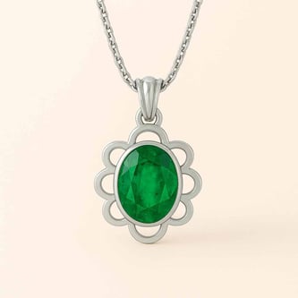 Modern 925 Silver Emerald (Panna) Pendant