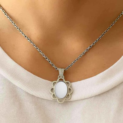 Modern 925 Silver Opal Stone Pendant