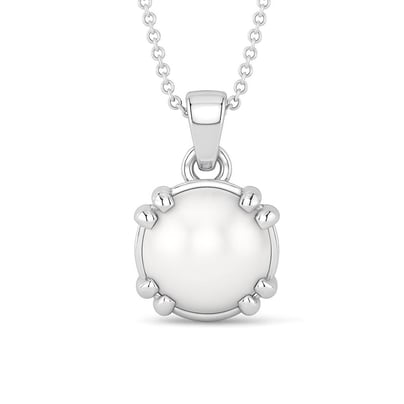 Modern 925 Silver Pearl (Moti) Pendant