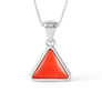 Modern 925 Silver Triangle Red Coral (Moonga) Pendant