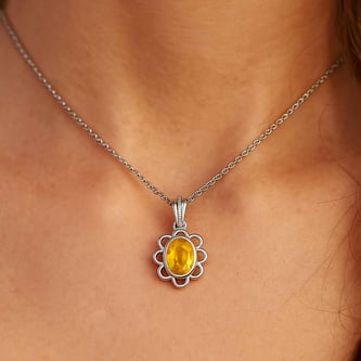 Modern 925 Silver Yellow Sapphire (Pukhraj) Pendant