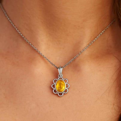 Modern 925 Silver Yellow Sapphire (Pukhraj) Pendant