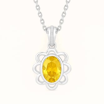 Modern 925 Silver Yellow Sapphire (Pukhraj) Pendant