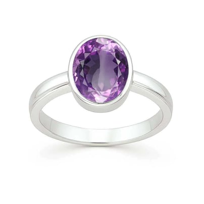 Modern 925 Sterling Silver Amethyst Women’s Ring