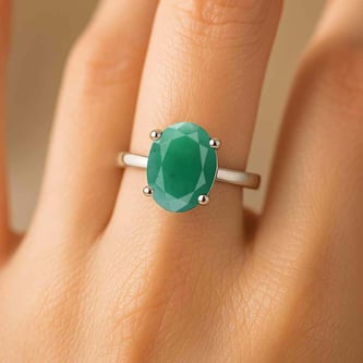 Modern 925 Sterling Silver Emerald Women’s Ring