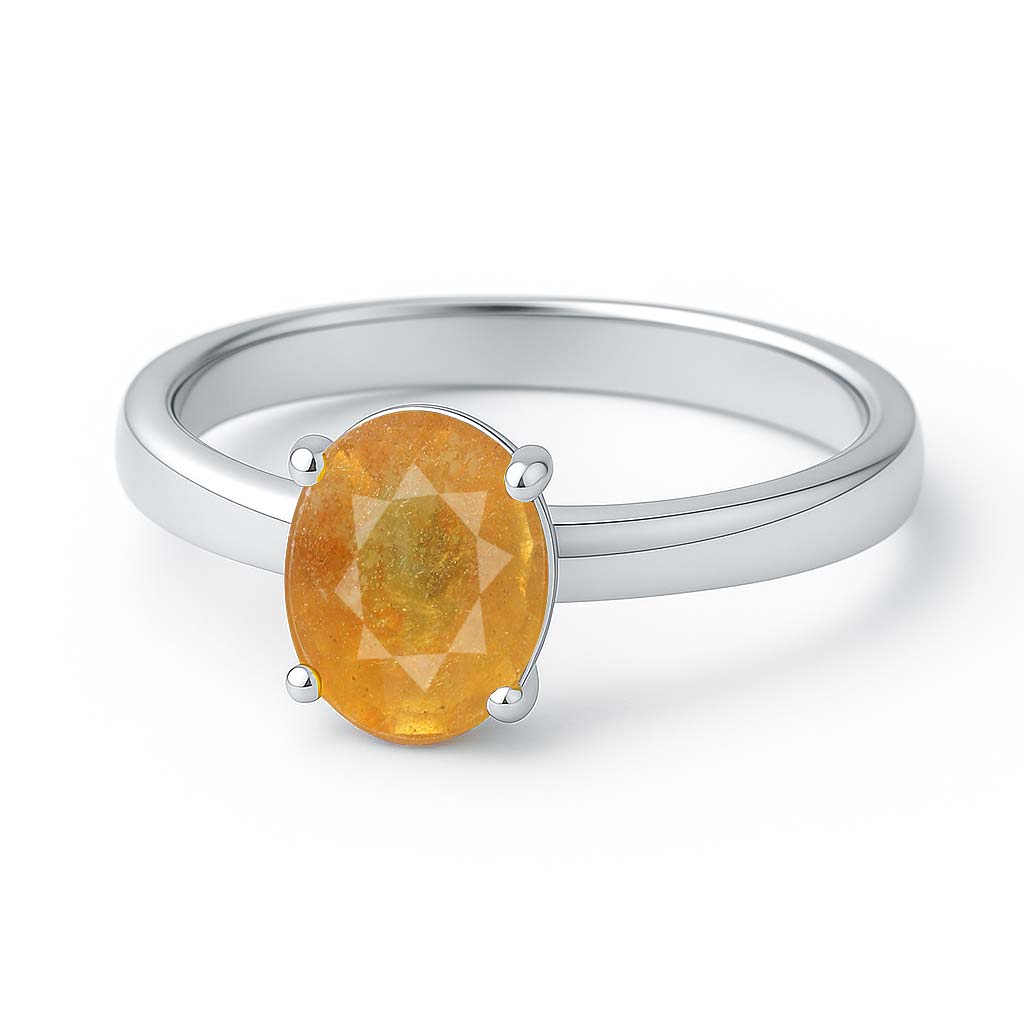 Modern 925 Sterling Silver Yellow Sapphire Women’s Ring