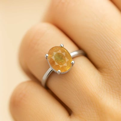 Modern 925 Sterling Silver Yellow Sapphire Women’s Ring