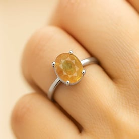 Modern 925 Sterling Silver Yellow Sapphire Women’s Ring