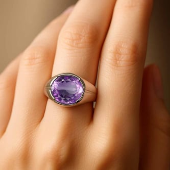 Modern Amethyst Sterling Silver Ring for Women