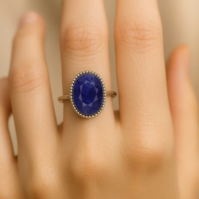 Modern Blue Sapphire Sterling Silver Ring for Women