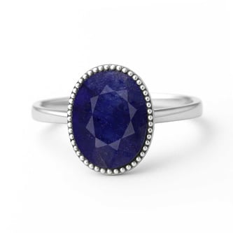 Modern Blue Sapphire Sterling Silver Ring for Women