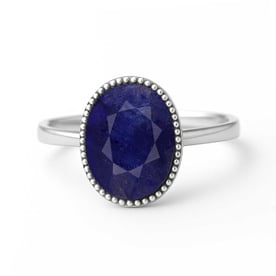 Modern Blue Sapphire Sterling Silver Ring for Women