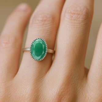 Modern Emerald Sterling Silver Ring for Women