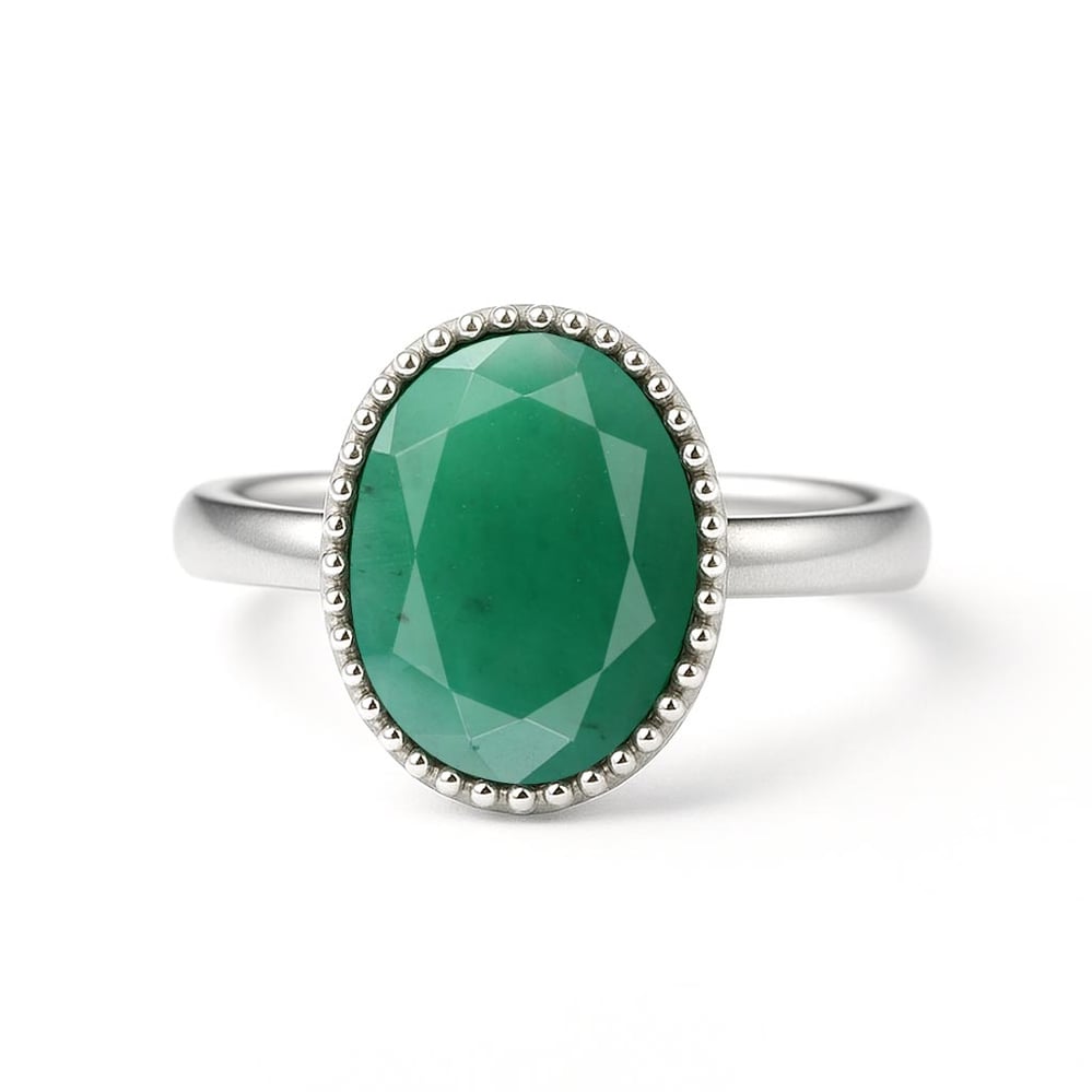 Modern Emerald Sterling Silver Ring for Women