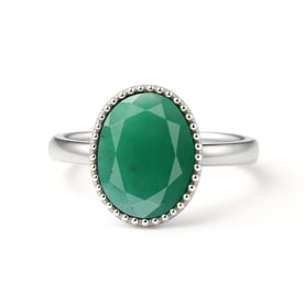 Modern Emerald Sterling Silver Ring for Women
