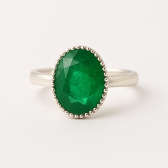 Modern Emerald Sterling Silver Ring for Women