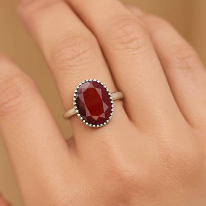 Modern Hessonite Gomed Sterling Silver Ring for Women